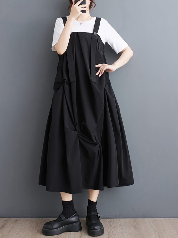 springu002fsummer asymmetrical a line polyester dress with low collar and solid color, perfect for adults