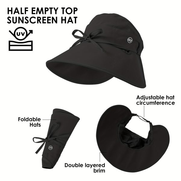 2pcs sets women's sun hats, wide brim semi open crown, breathable summer outdoor cap, adjustable strap, foldable, for horse racing events & casual outings, durable headwear, sun hats for women, quick dry fabric hat, elegant sun visor, sporty sun cap