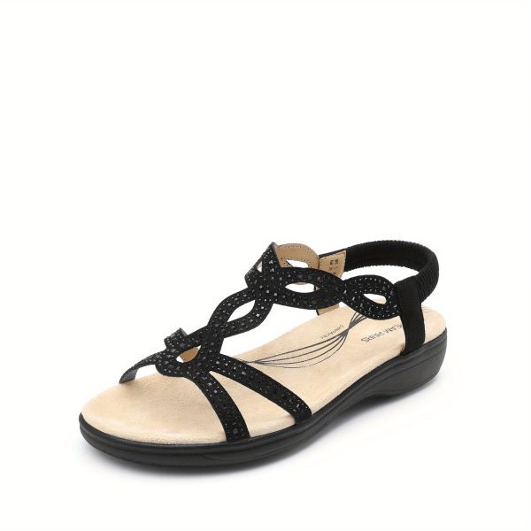 women's flat sandals with adjustable straps low heel, breathable fabric upper, pu sole, soft cushioning, open toe design for summer, beach, casual wear perfect gift for mom & friends