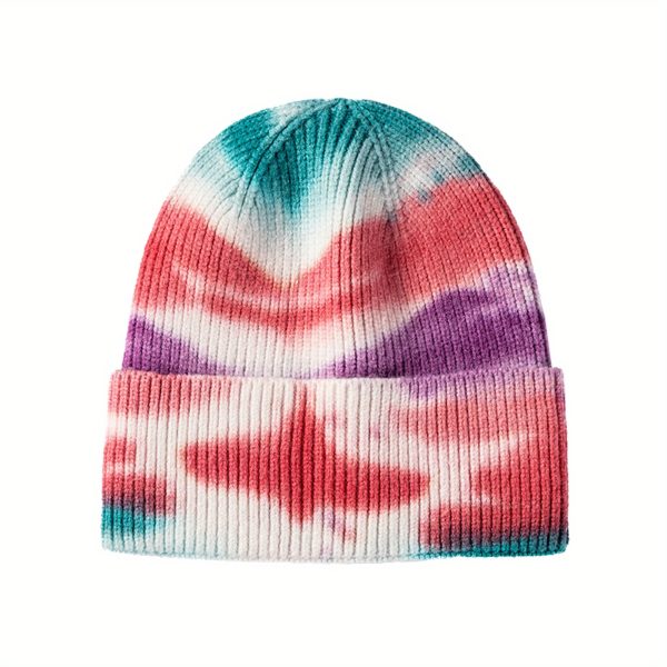 1pc vibrant teal tie dye knit beanie hat for men & women warm winter skull cap with ear flaps, soft cotton blend, hand washable, outdoor headwear, cold weather gear|tiedye beanie|stretchy knit cap