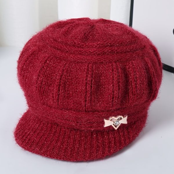 women's winter beret with brim thick polyester hat, elastic hat, breathable and warm, classic hand style, outdoor use, buy to give to your loved ones.