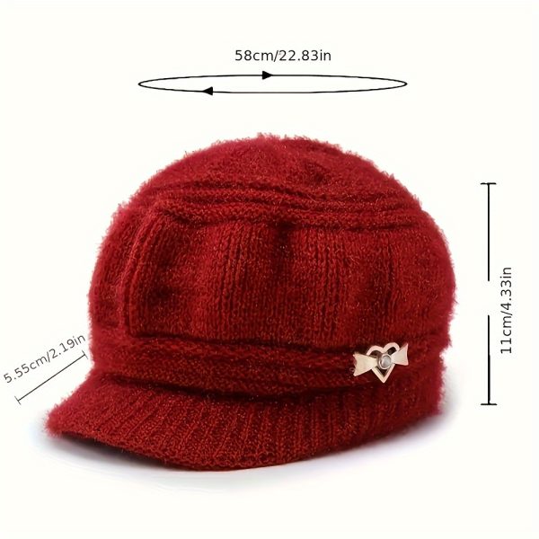 women's winter beret with brim thick polyester hat, elastic hat, breathable and warm, classic hand style, outdoor use, buy to give to your loved ones.