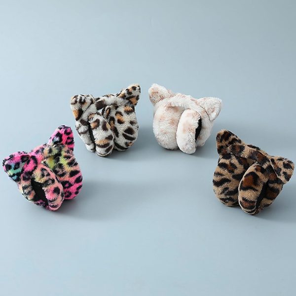 1pc cute animal earmuffs for women, faux fur cat ear muffs foldable winter warm plush ear covers ear warmers headband outdoor windproof cold weather headwear for ski cycling camping running