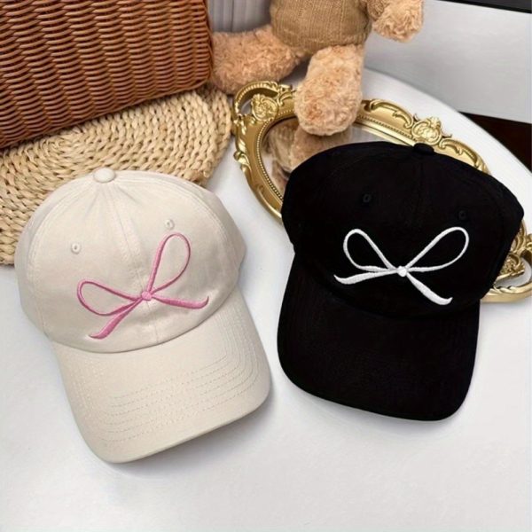 2pcsu002f set funky baseball cap lightweight polyester adjustable baseball cap cute bowknot dad hat with soft top available in black, grey, apricot, and pink for casual wear