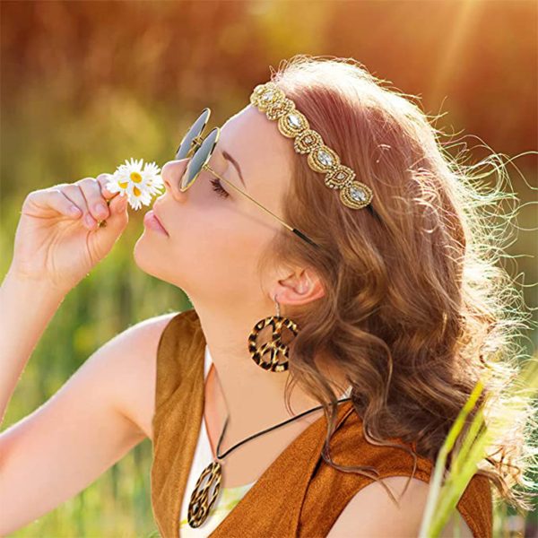 4pcs leopard peace talisman sets earrings necklace headgear glasses set masquerade rave party decorations