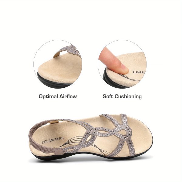 women's flat sandals with adjustable straps low heel, breathable fabric upper, pu sole, soft cushioning, open toe design for summer, beach, casual wear perfect gift for mom & friends