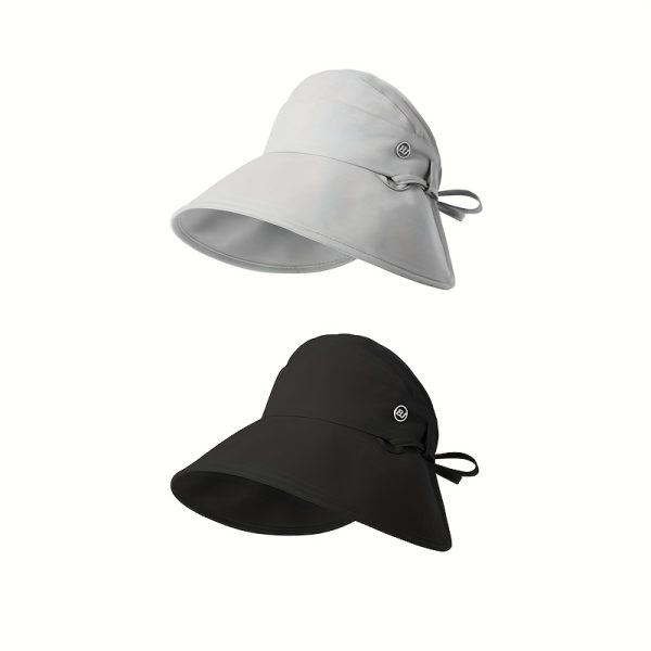 2pcs sets women's sun hats, wide brim semi open crown, breathable summer outdoor cap, adjustable strap, foldable, for horse racing events & casual outings, durable headwear, sun hats for women, quick dry fabric hat, elegant sun visor, sporty sun cap
