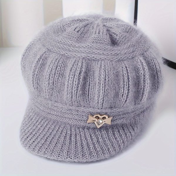 women's winter beret with brim thick polyester hat, elastic hat, breathable and warm, classic hand style, outdoor use, buy to give to your loved ones.