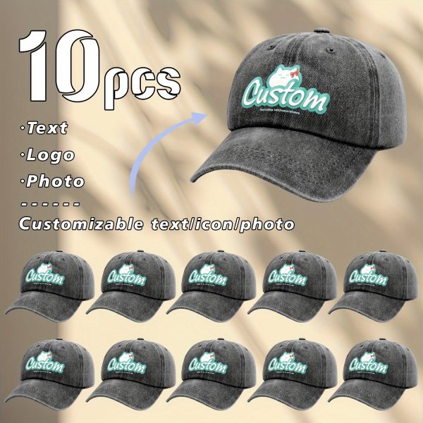 10pcs, customizable logo and personalized photo baseball caps, suitable for company team building logos or event parties, event customization, family customization