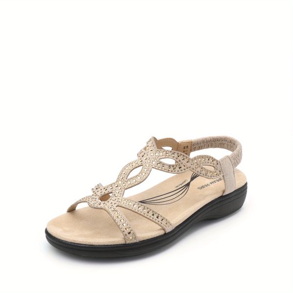 women's flat sandals with adjustable straps low heel, breathable fabric upper, pu sole, soft cushioning, open toe design for summer, beach, casual wear perfect gift for mom & friends
