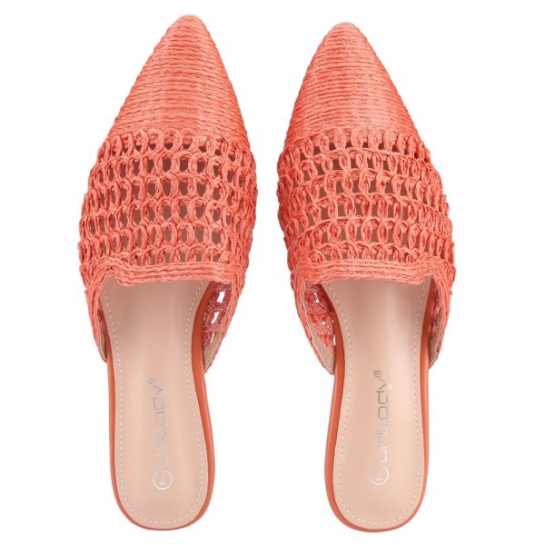 2025 women's spring summer pointed toe mules woven cut out sandal slippers elegant slingback slides for casual & comfort