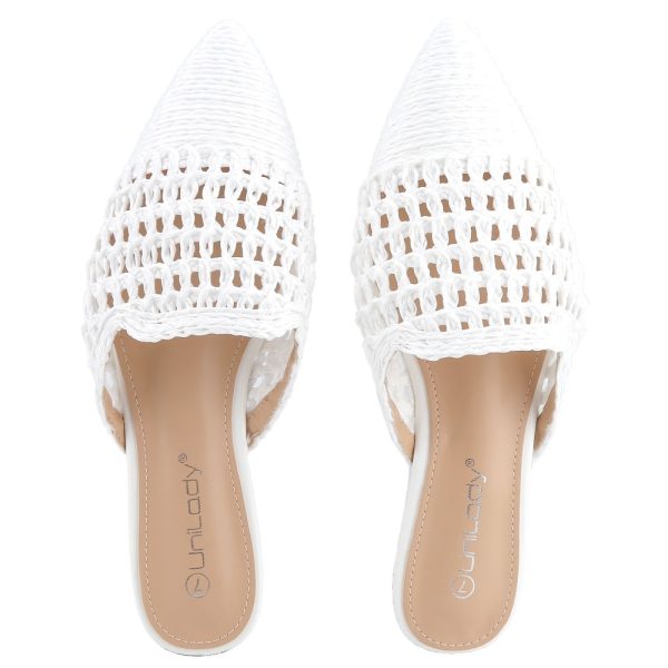 2025 women's spring summer pointed toe mules woven cut out sandal slippers elegant slingback slides for casual & comfort