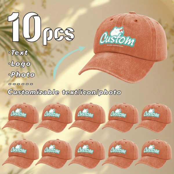 10pcs, customizable logo and personalized photo baseball caps, suitable for company team building logos or event parties, event customization, family customization