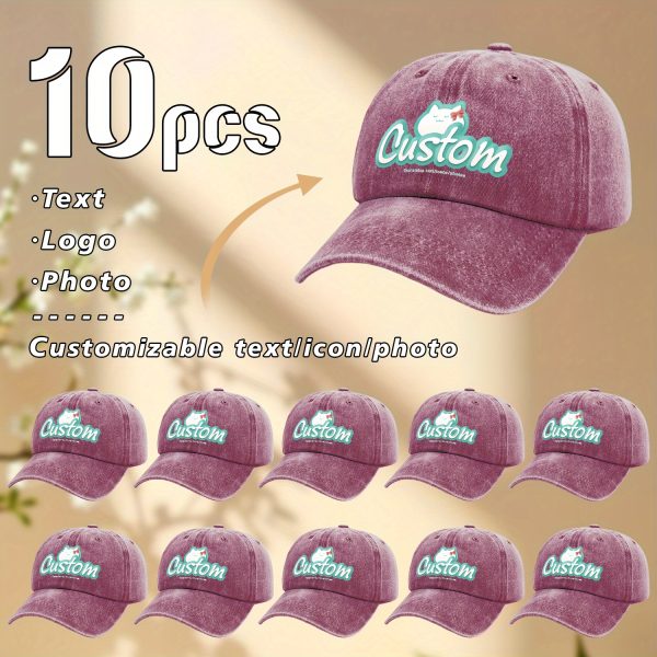 10pcs, customizable logo and personalized photo baseball caps, suitable for company team building logos or event parties, event customization, family customization