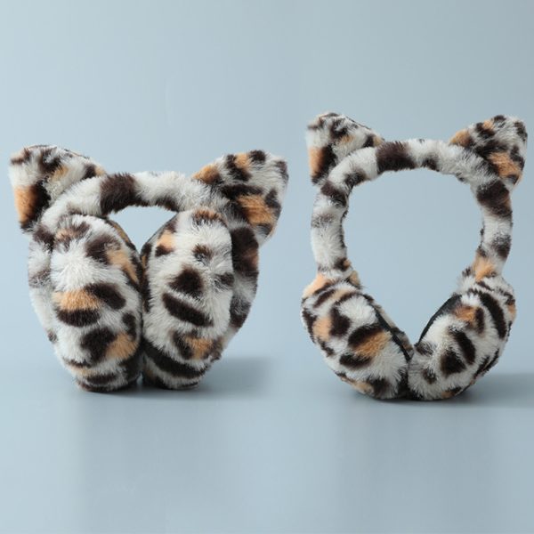 1pc cute animal earmuffs for women, faux fur cat ear muffs foldable winter warm plush ear covers ear warmers headband outdoor windproof cold weather headwear for ski cycling camping running
