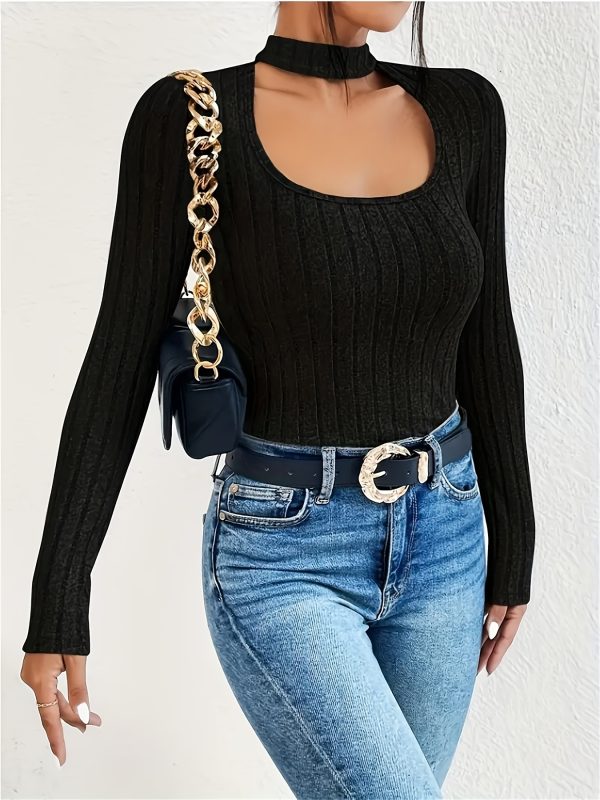 women hollow sexy slim long sleeved round neck t shirt top, suitable for spring and summer, comfortable daily wear with leisure commute gratitude dress ladies! tank top