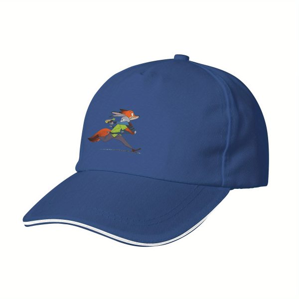 adjustable baseball cap with cartoon fox design breathable & lightweight polyester, sun protection visor hat for outdoor sports, machine washable, oxford lining, natural comfort, top reinforcement