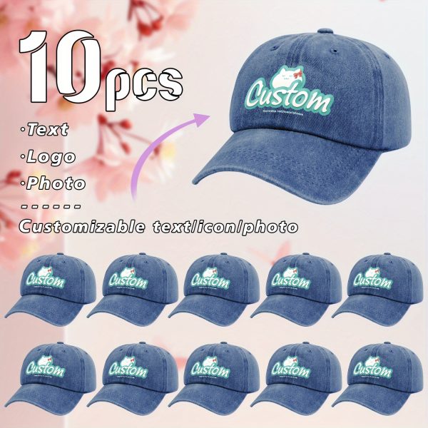 10pcs, customizable logo and personalized photo baseball caps, suitable for company team building logos or event parties, event customization, family customization