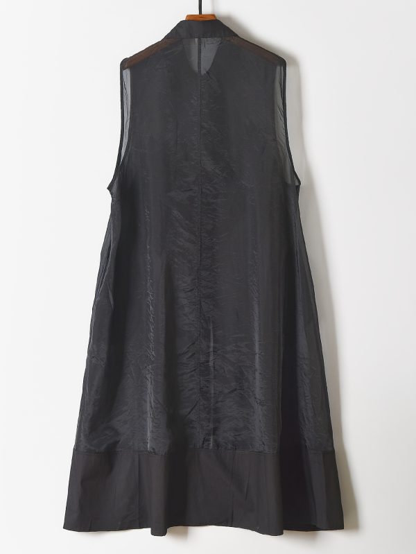 elegant organza vest dress lightweight elegant sleeveless organza vest dress | diamond pattern & mesh detail, black & white design | perfect for summer casual wear for women