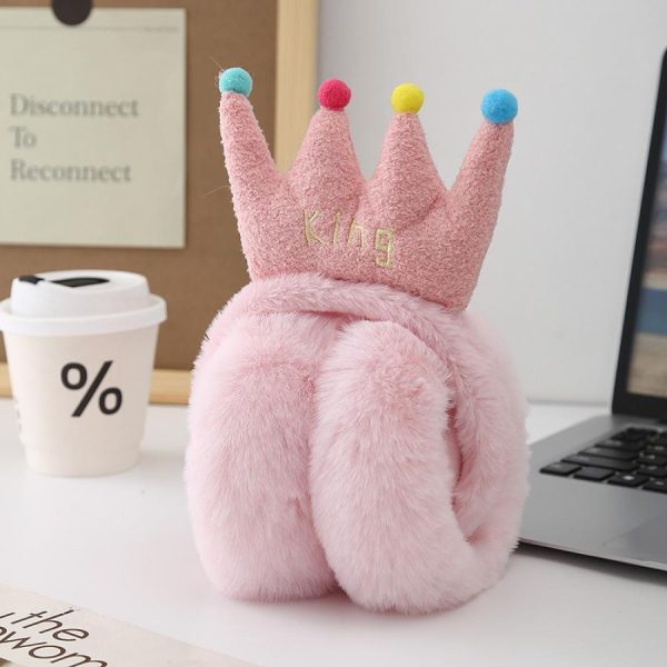 women's foldable plush ear warmers, polyester, stay warm and stylish, perfect for winter, dry clean only, fits comfortably
