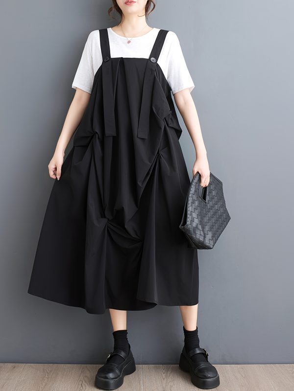 springu002fsummer asymmetrical a line polyester dress with low collar and solid color, perfect for adults