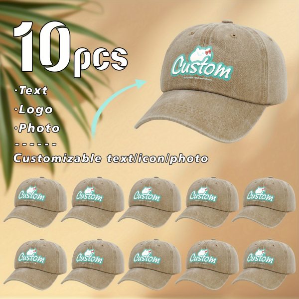 10pcs, customizable logo and personalized photo baseball caps, suitable for company team building logos or event parties, event customization, family customization