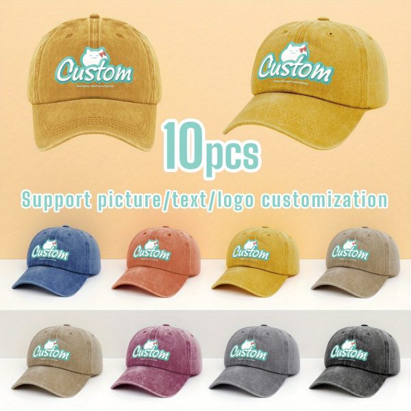 10pcs, customizable logo and personalized photo baseball caps, suitable for company team building logos or event parties, event customization, family customization