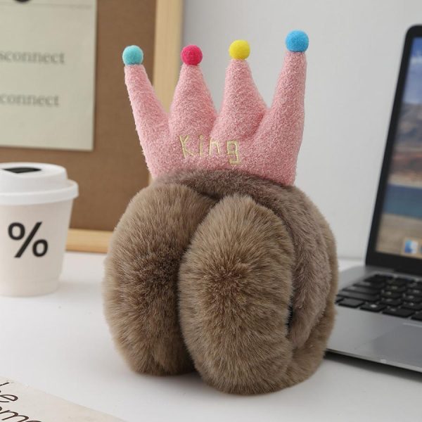 women's foldable plush ear warmers, polyester, stay warm and stylish, perfect for winter, dry clean only, fits comfortably