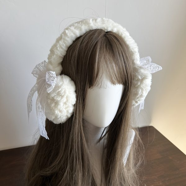 new cute earmuffs winter new cute lace bow warm heart shaped earmuffs | fluffy ear muffs japanese style