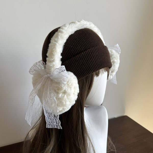 new cute earmuffs winter new cute lace bow warm heart shaped earmuffs | fluffy ear muffs japanese style