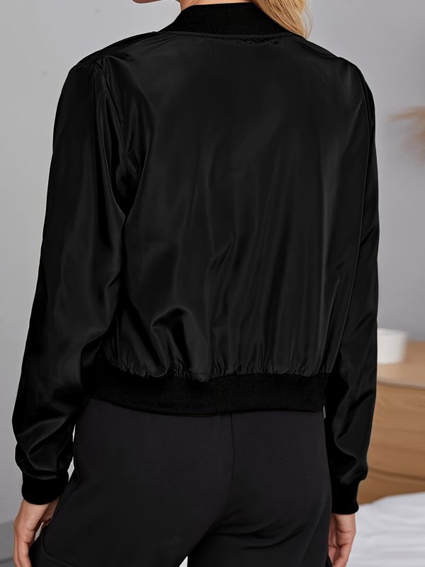 women's lightweight bomber jacket olive green zip up crop outerwear, structured fit non see through fabric for everyday & formal events, machine washable springu002ffall jacket