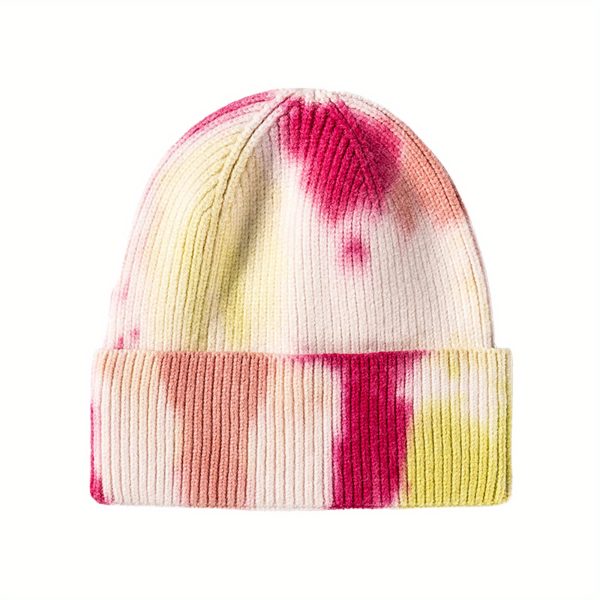 1pc vibrant teal tie dye knit beanie hat for men & women warm winter skull cap with ear flaps, soft cotton blend, hand washable, outdoor headwear, cold weather gear|tiedye beanie|stretchy knit cap