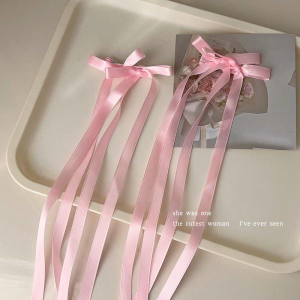 hair clips tassel ribbon bowknot ribbon long bow hair claw side clips hair barrettes for women hairpin gift