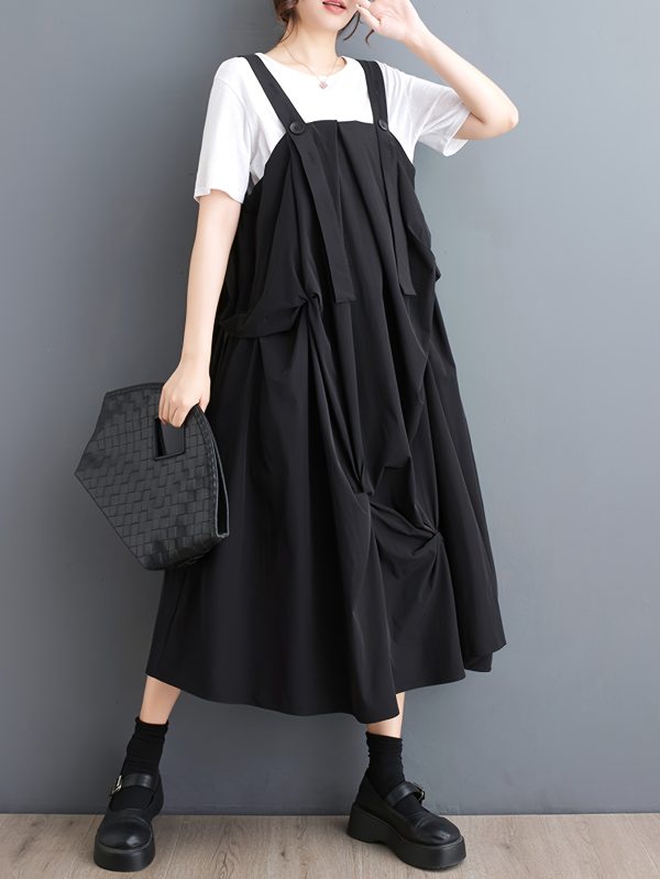 springu002fsummer asymmetrical a line polyester dress with low collar and solid color, perfect for adults