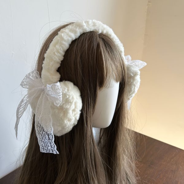 new cute earmuffs winter new cute lace bow warm heart shaped earmuffs | fluffy ear muffs japanese style