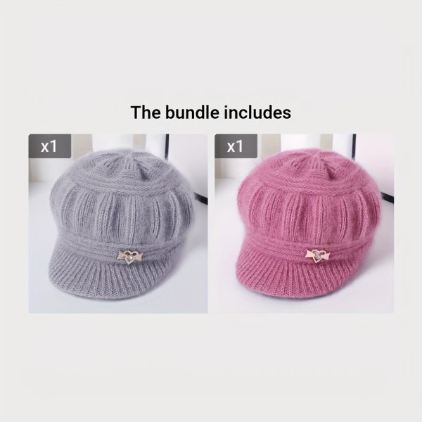 women's winter beret with brim thick polyester hat, elastic hat, breathable and warm, classic hand style, outdoor use, buy to give to your loved ones.