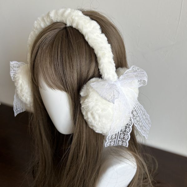 new cute earmuffs winter new cute lace bow warm heart shaped earmuffs | fluffy ear muffs japanese style