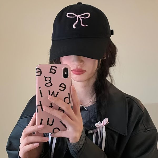 2pcsu002f set funky baseball cap lightweight polyester adjustable baseball cap cute bowknot dad hat with soft top available in black, grey, apricot, and pink for casual wear