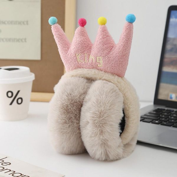 women's foldable plush ear warmers, polyester, stay warm and stylish, perfect for winter, dry clean only, fits comfortably
