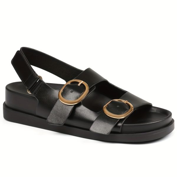 women's flat sandals comfortable casual summer beach vacation double buckle wide band sandals for women dress holiday leisure outdoor shoes