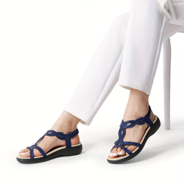women's flat sandals with adjustable straps low heel, breathable fabric upper, pu sole, soft cushioning, open toe design for summer, beach, casual wear perfect gift for mom & friends