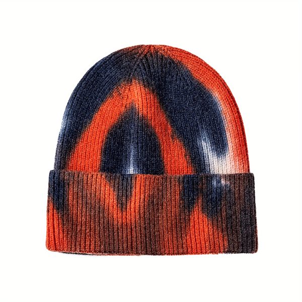 1pc vibrant teal tie dye knit beanie hat for men & women warm winter skull cap with ear flaps, soft cotton blend, hand washable, outdoor headwear, cold weather gear|tiedye beanie|stretchy knit cap