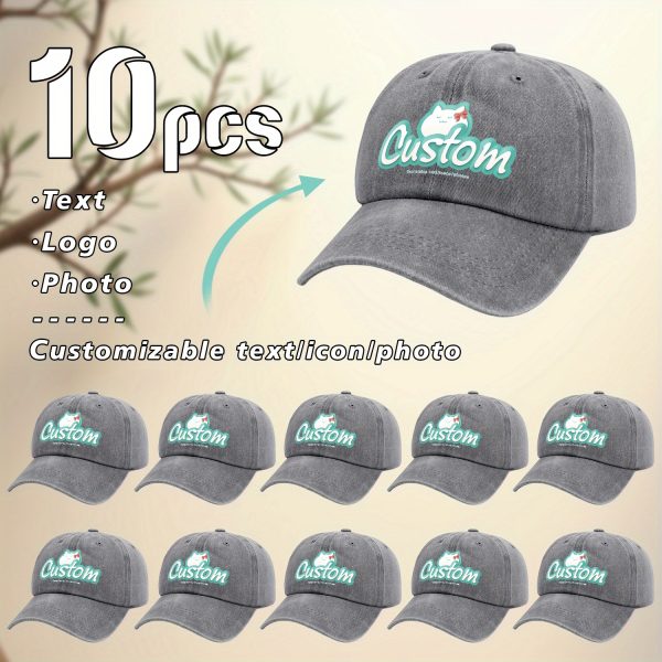 10pcs, customizable logo and personalized photo baseball caps, suitable for company team building logos or event parties, event customization, family customization