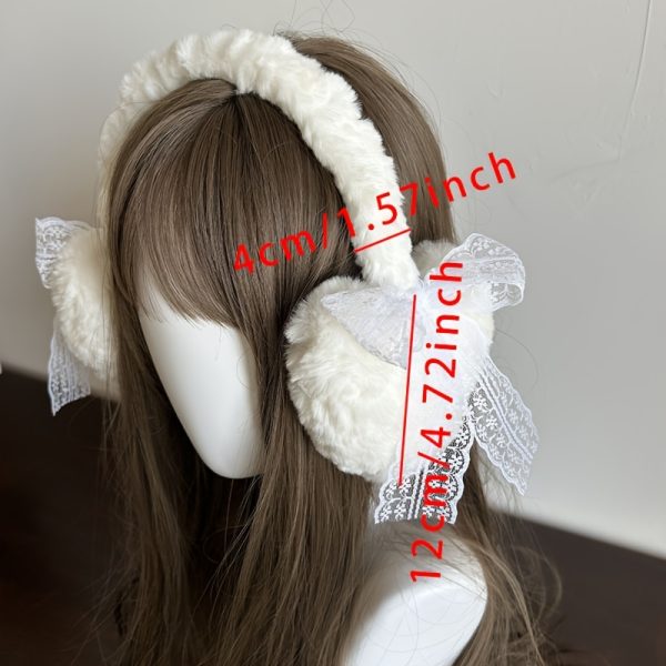 new cute earmuffs winter new cute lace bow warm heart shaped earmuffs | fluffy ear muffs japanese style