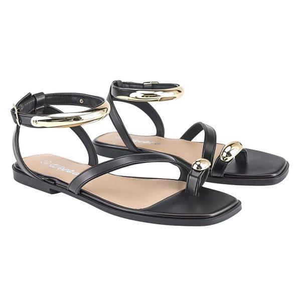 comfortable non slip flat sandals women square toe summer shoes for beach, pool, outdoor walking