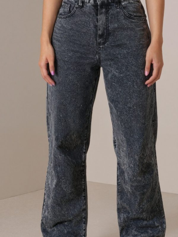 women's high waist wide leg embroidered jeans elastic, fashionable, elegant retro denim, perfect for casual wearing, commuting, and all seasons