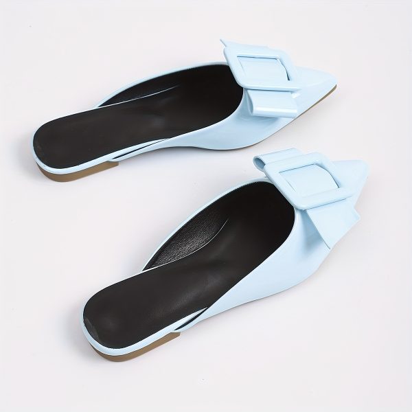 women's light blue bow detail slip on pointed toe flats minimalist synthetic cover casual shoes with tpu sole for summer comfort, elegant shoe design