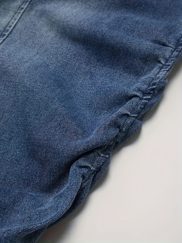 women's fashion non stretch washed blue pleated ankle length loose jeans, four season outdoor style, machine washable, suitable for daily home, work campus, airport wear.