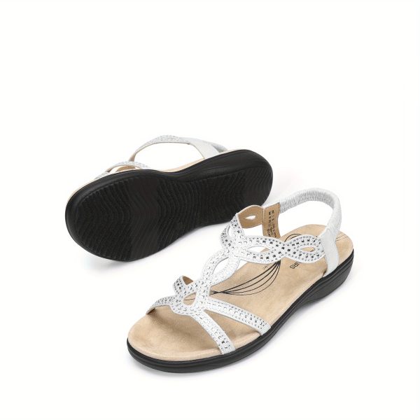 women's flat sandals with adjustable straps low heel, breathable fabric upper, pu sole, soft cushioning, open toe design for summer, beach, casual wear perfect gift for mom & friends