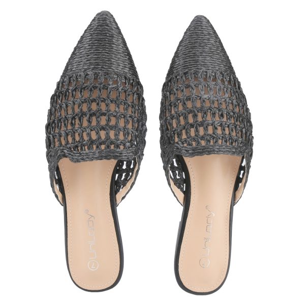 2025 women's spring summer pointed toe mules woven cut out sandal slippers elegant slingback slides for casual & comfort